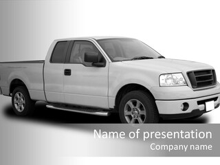 White Pick Up Truck PowerPoint Template