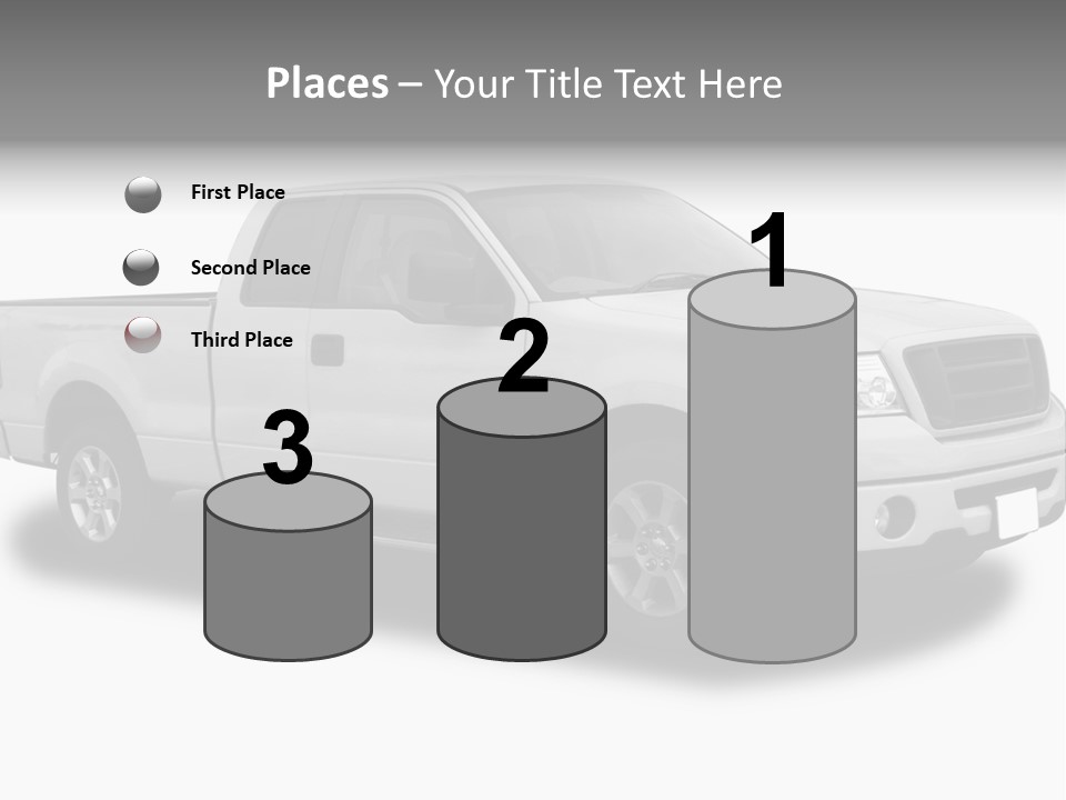 White Pick Up Truck PowerPoint Template