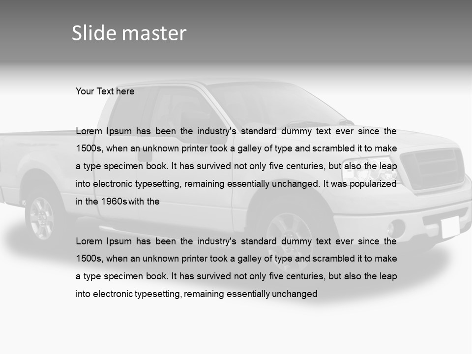 White Pick Up Truck PowerPoint Template