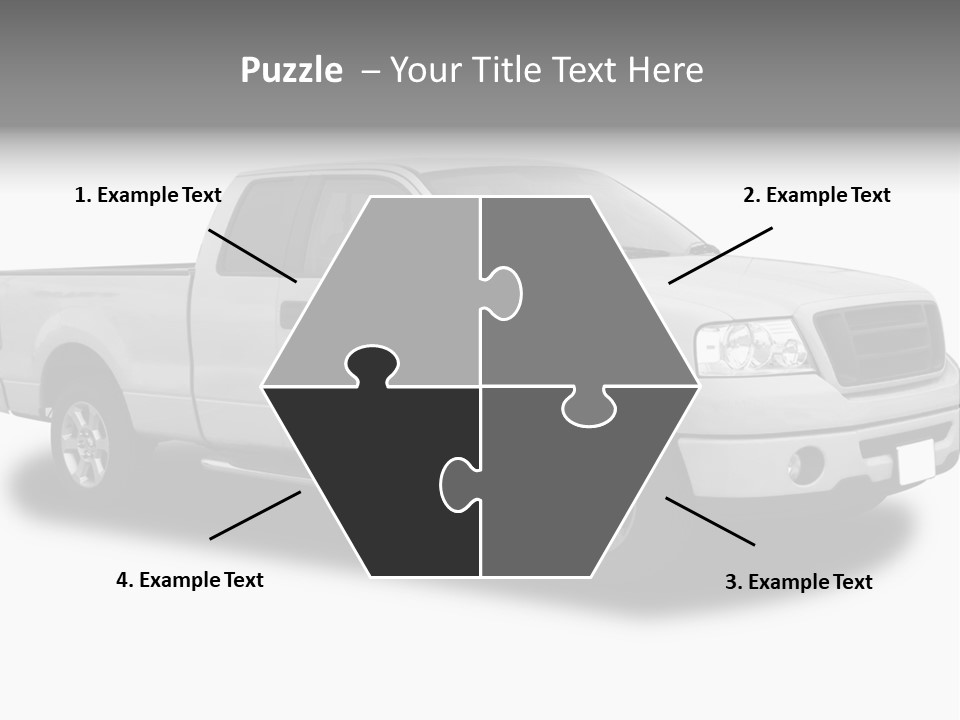 White Pick Up Truck PowerPoint Template
