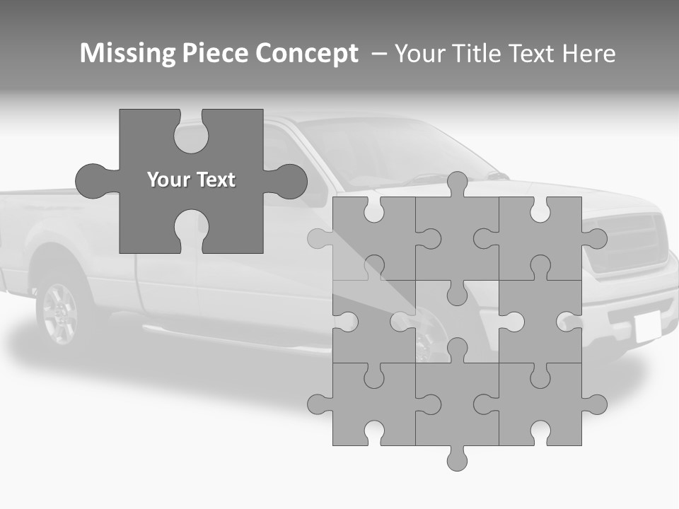 White Pick Up Truck PowerPoint Template