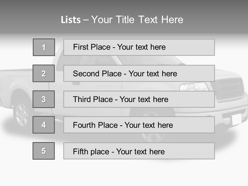 White Pick Up Truck PowerPoint Template
