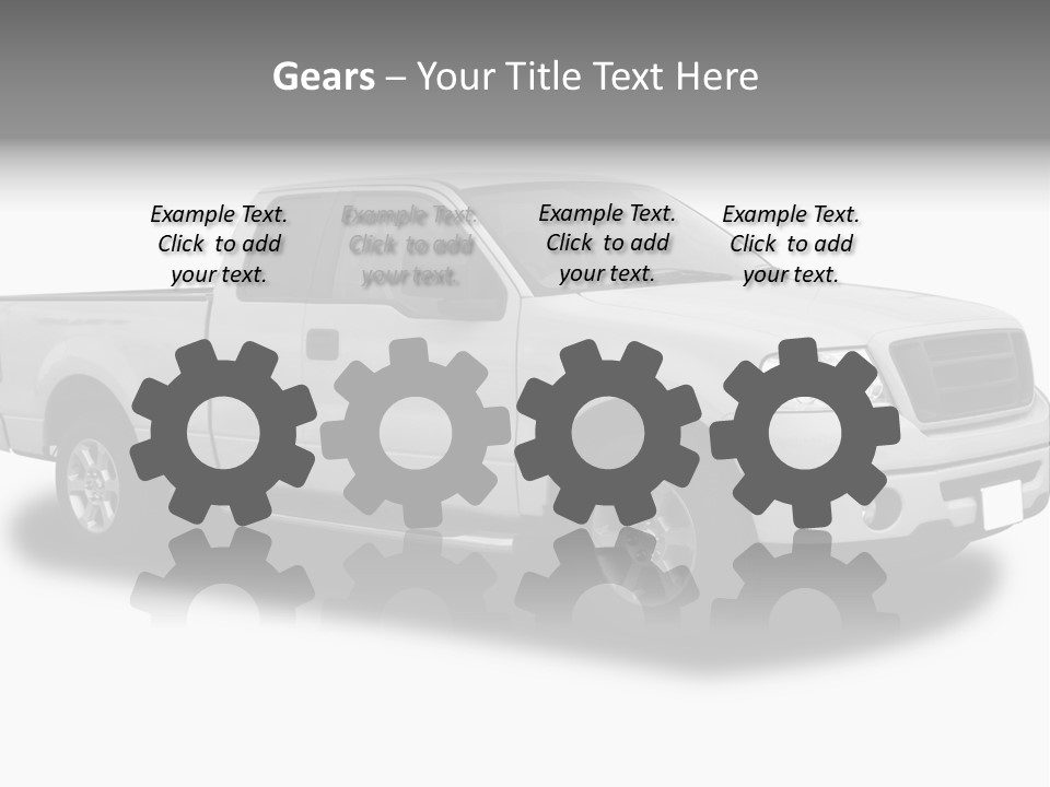 White Pick Up Truck PowerPoint Template