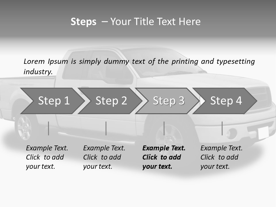 White Pick Up Truck PowerPoint Template