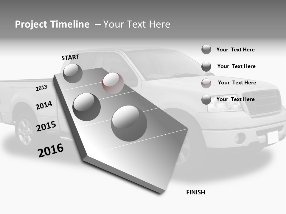 White Pick Up Truck PowerPoint Template