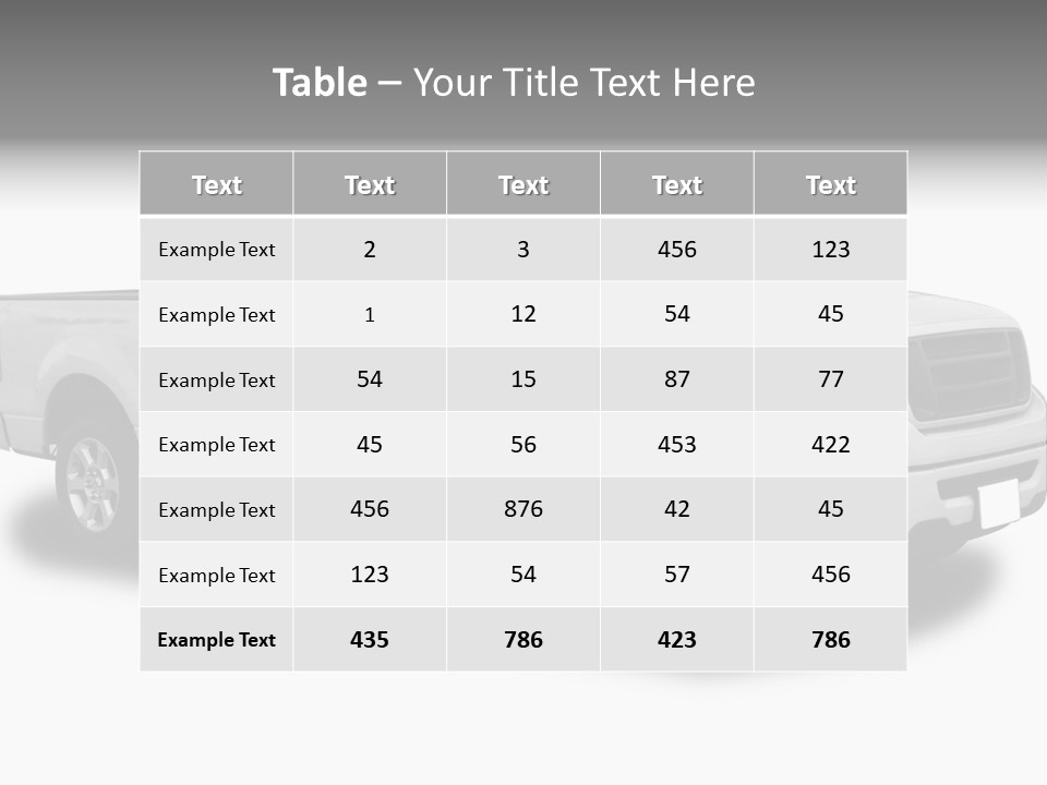 White Pick Up Truck PowerPoint Template