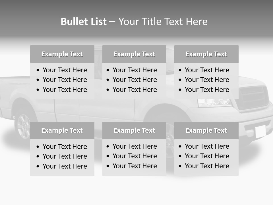 White Pick Up Truck PowerPoint Template