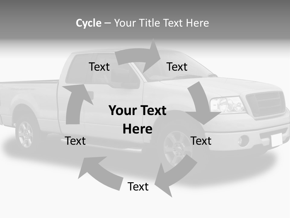 White Pick Up Truck PowerPoint Template