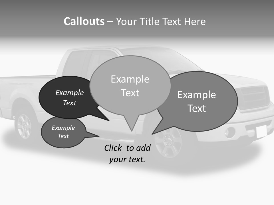 White Pick Up Truck PowerPoint Template