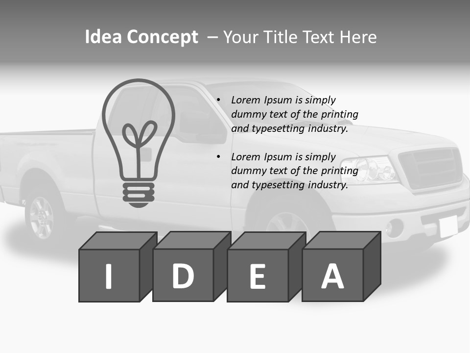 White Pick Up Truck PowerPoint Template