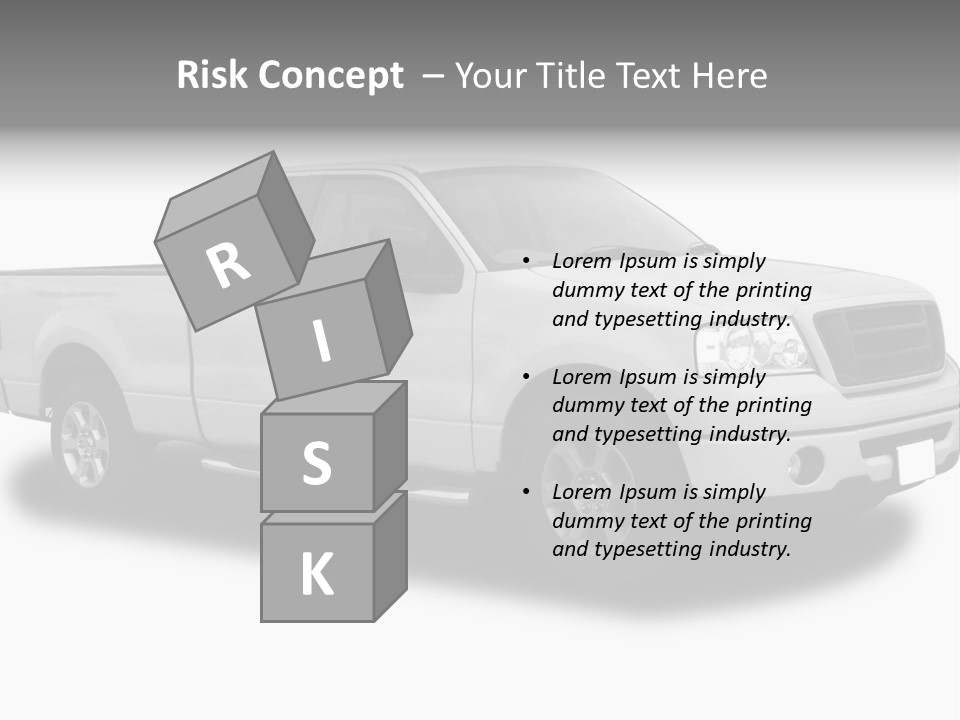 White Pick Up Truck PowerPoint Template