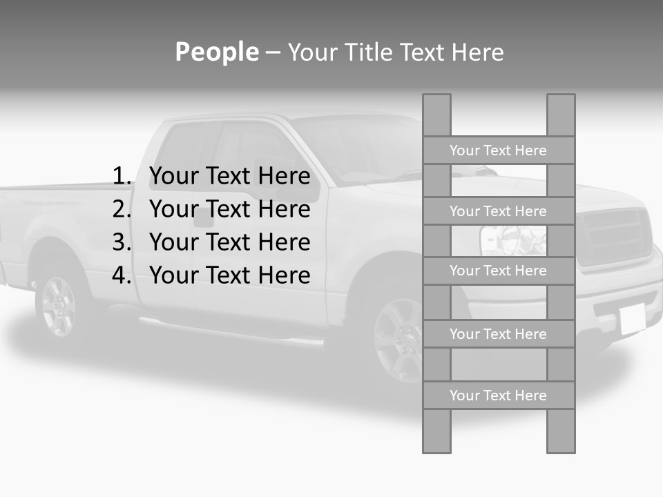 White Pick Up Truck PowerPoint Template