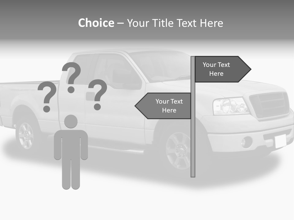 White Pick Up Truck PowerPoint Template