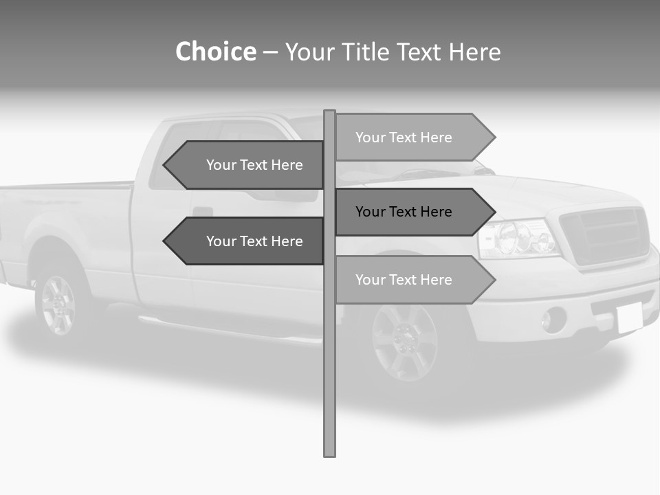 White Pick Up Truck PowerPoint Template