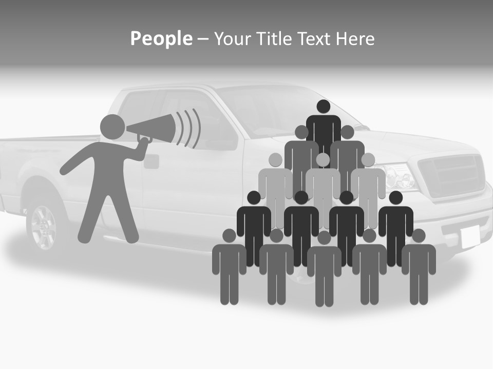 White Pick Up Truck PowerPoint Template