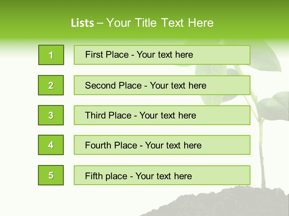 Seedling Growing In Dirt, Isolated Over Pure White Background. PowerPoint Template