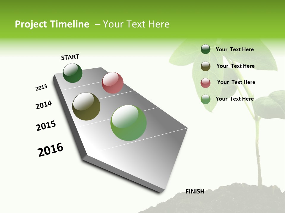 Seedling Growing In Dirt, Isolated Over Pure White Background. PowerPoint Template