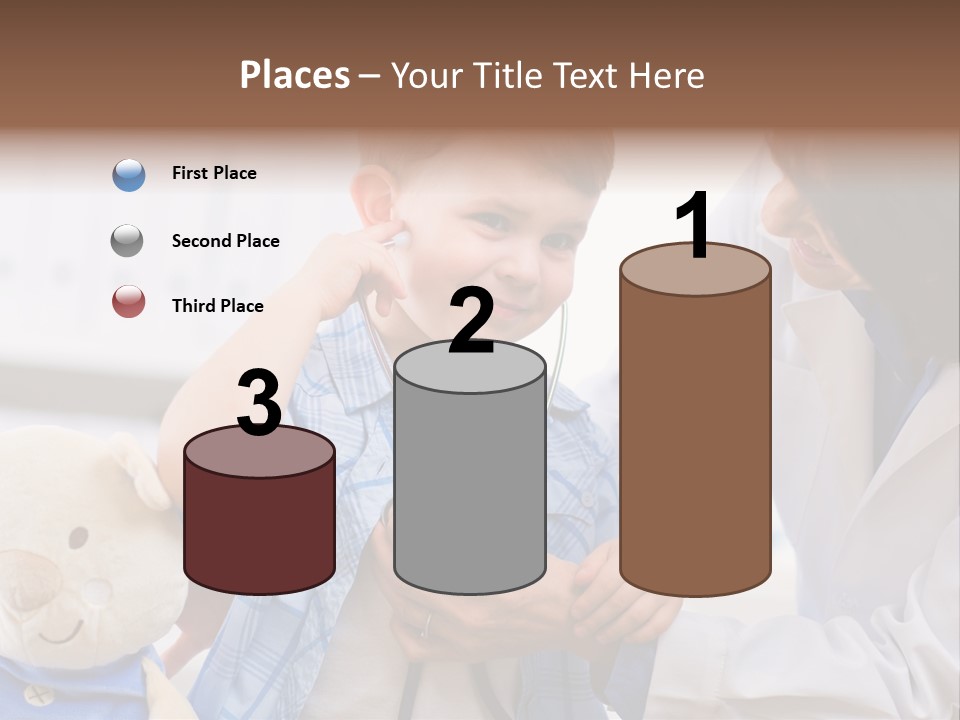 Senior Female Doctor Examining Happy Child, Smiling. PowerPoint Template