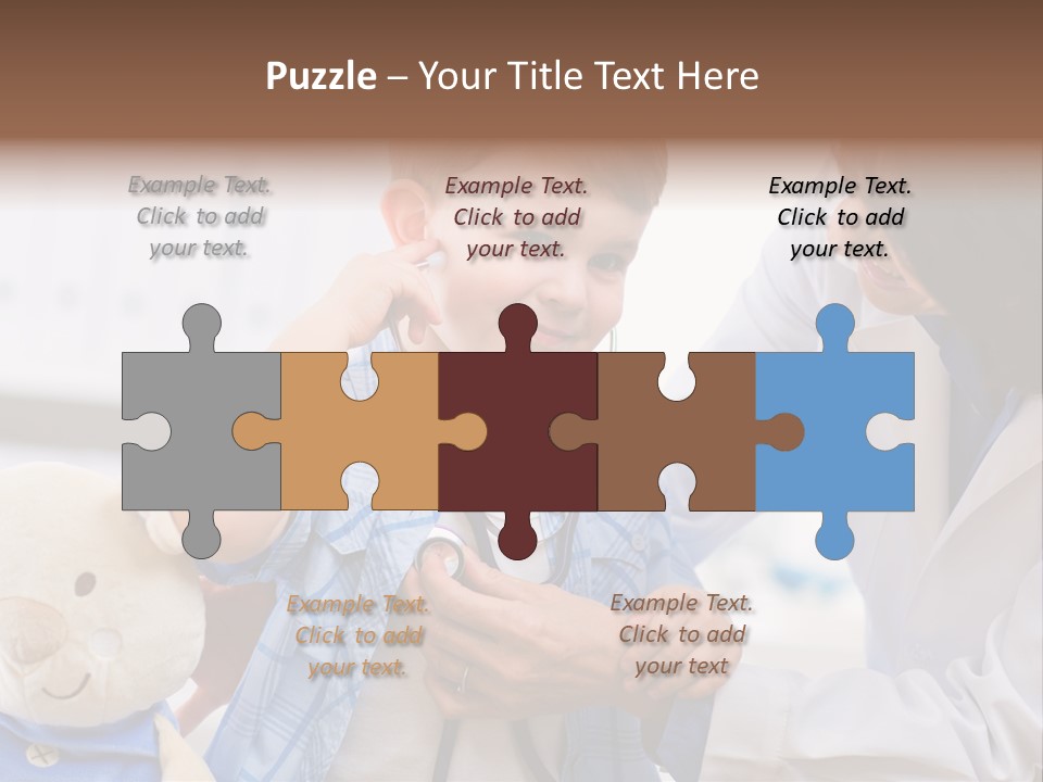 Senior Female Doctor Examining Happy Child, Smiling. PowerPoint Template