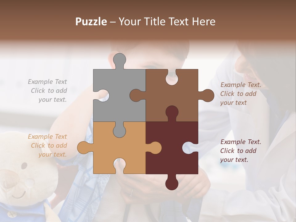 Senior Female Doctor Examining Happy Child, Smiling. PowerPoint Template