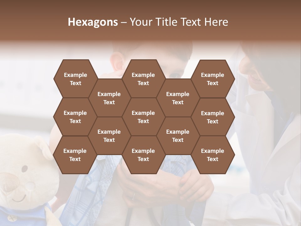 Senior Female Doctor Examining Happy Child, Smiling. PowerPoint Template