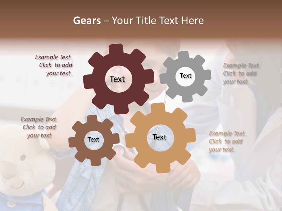 Senior Female Doctor Examining Happy Child, Smiling. PowerPoint Template