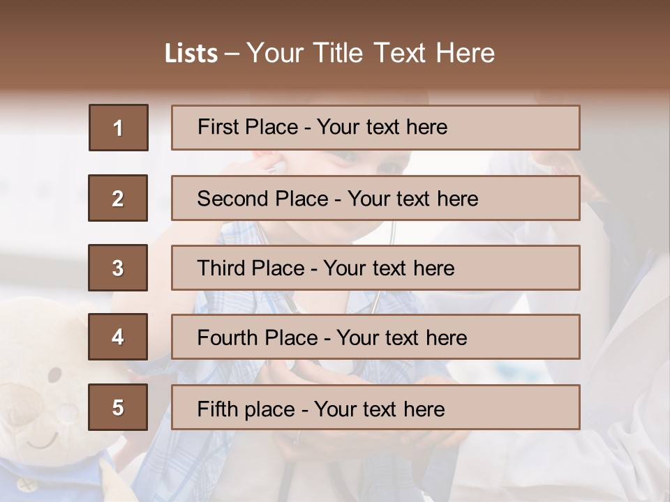 Senior Female Doctor Examining Happy Child, Smiling. PowerPoint Template