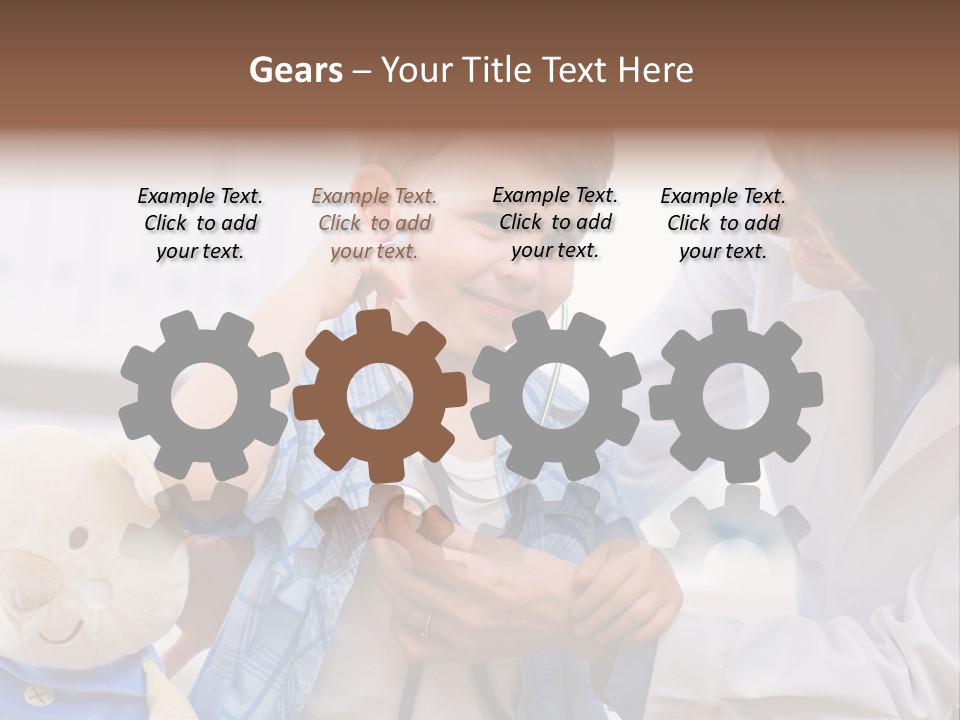 Senior Female Doctor Examining Happy Child, Smiling. PowerPoint Template