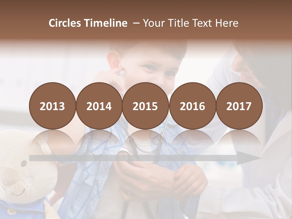 Senior Female Doctor Examining Happy Child, Smiling. PowerPoint Template