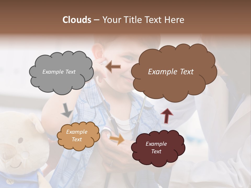 Senior Female Doctor Examining Happy Child, Smiling. PowerPoint Template