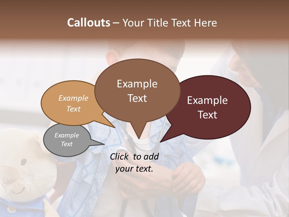 Senior Female Doctor Examining Happy Child, Smiling. PowerPoint Template