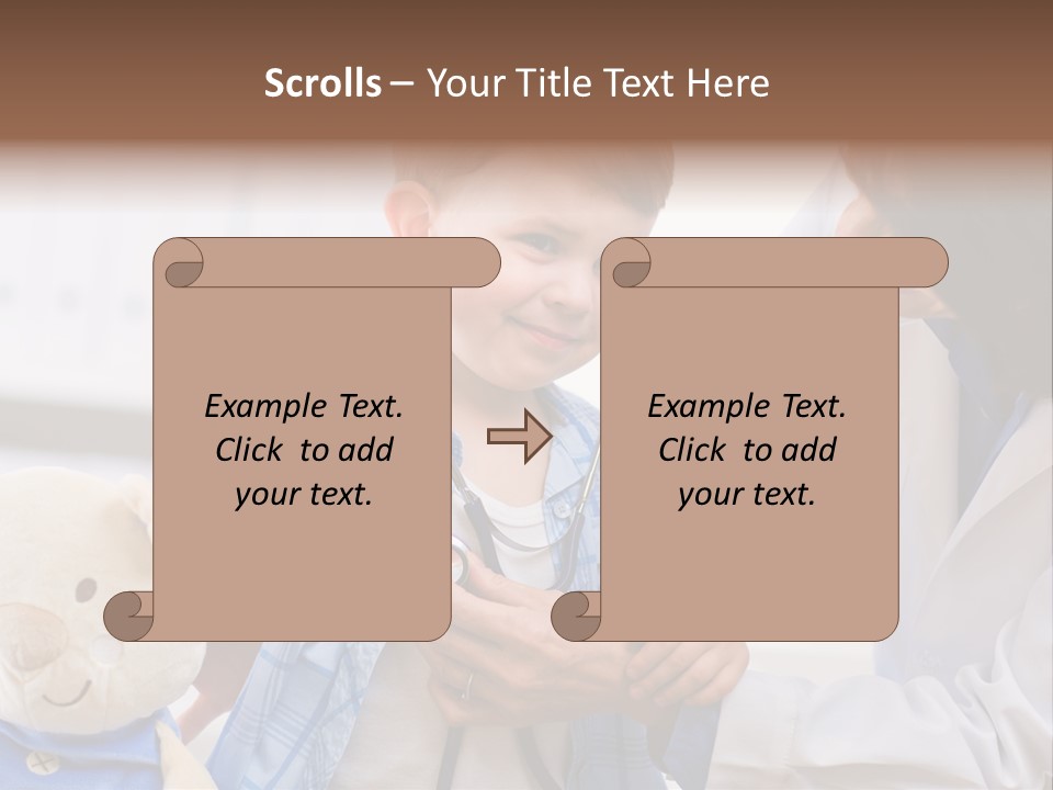 Senior Female Doctor Examining Happy Child, Smiling. PowerPoint Template