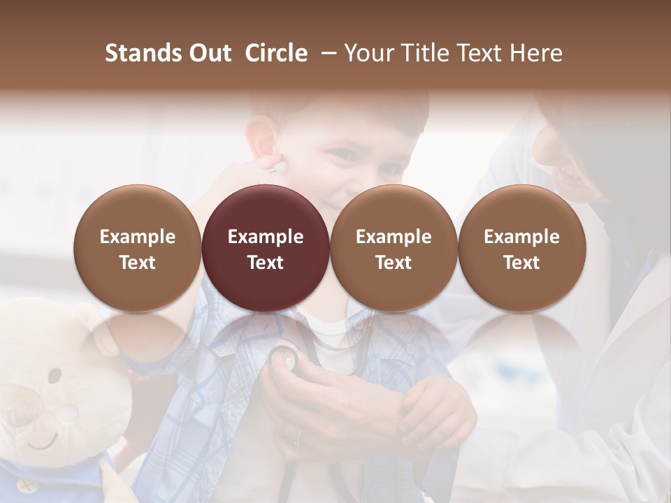 Senior Female Doctor Examining Happy Child, Smiling. PowerPoint Template