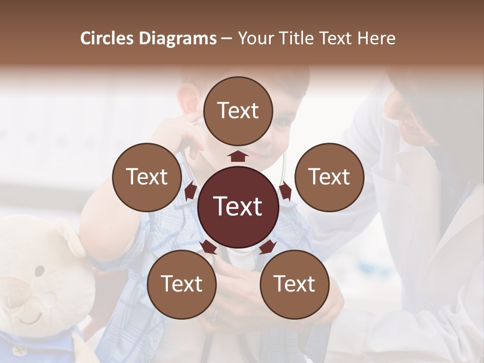 Senior Female Doctor Examining Happy Child, Smiling. PowerPoint Template