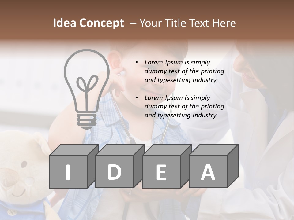 Senior Female Doctor Examining Happy Child, Smiling. PowerPoint Template