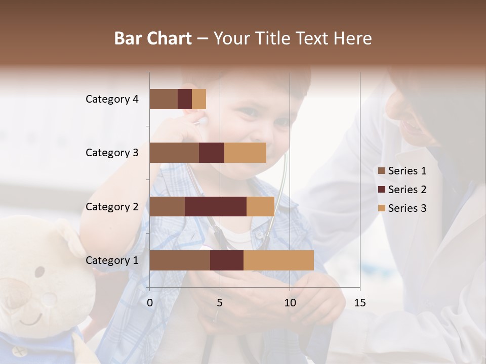 Senior Female Doctor Examining Happy Child, Smiling. PowerPoint Template