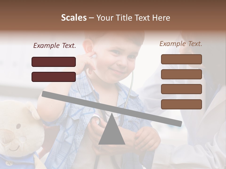 Senior Female Doctor Examining Happy Child, Smiling. PowerPoint Template