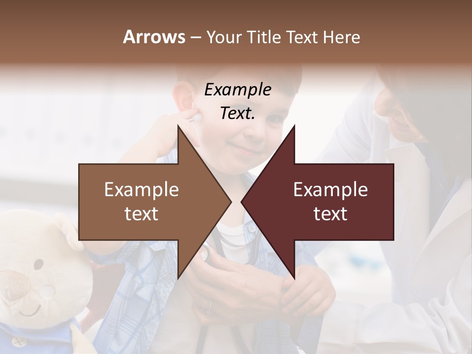 Senior Female Doctor Examining Happy Child, Smiling. PowerPoint Template