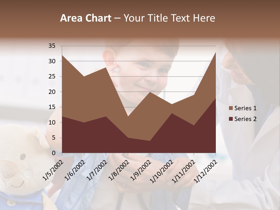 Senior Female Doctor Examining Happy Child, Smiling. PowerPoint Template