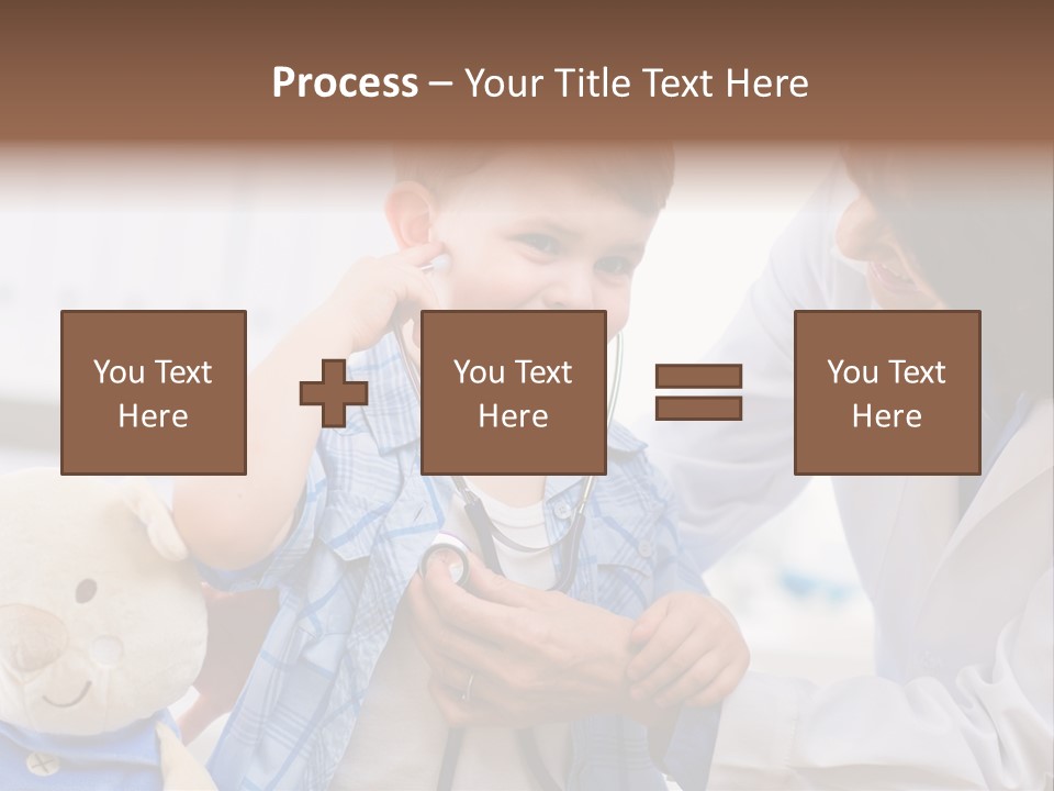 Senior Female Doctor Examining Happy Child, Smiling. PowerPoint Template