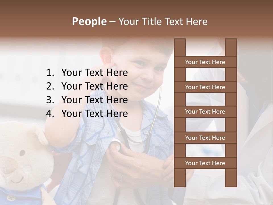 Senior Female Doctor Examining Happy Child, Smiling. PowerPoint Template