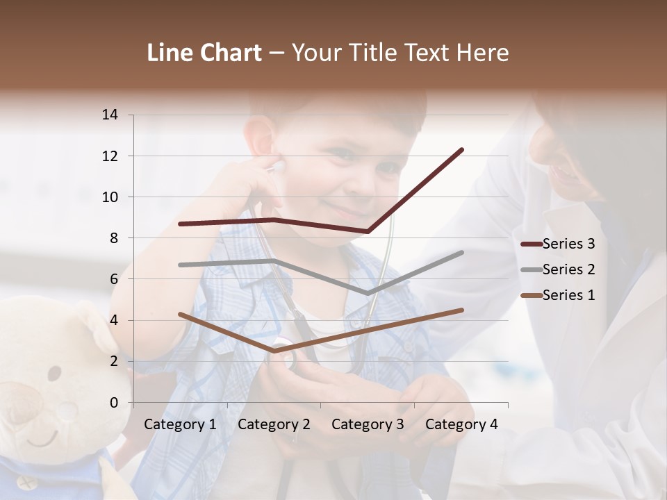 Senior Female Doctor Examining Happy Child, Smiling. PowerPoint Template