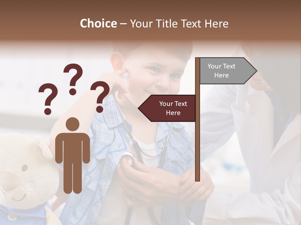 Senior Female Doctor Examining Happy Child, Smiling. PowerPoint Template