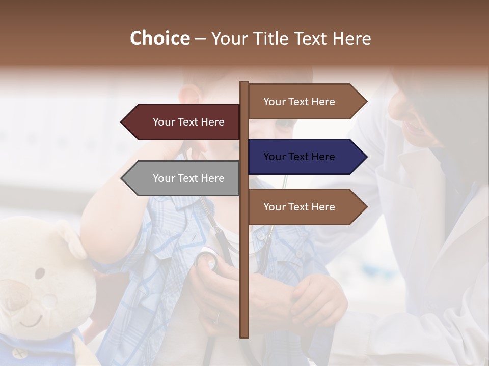 Senior Female Doctor Examining Happy Child, Smiling. PowerPoint Template