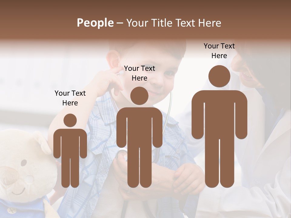 Senior Female Doctor Examining Happy Child, Smiling. PowerPoint Template