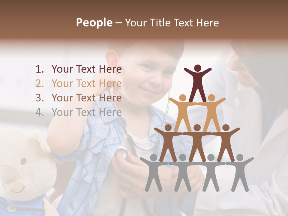 Senior Female Doctor Examining Happy Child, Smiling. PowerPoint Template