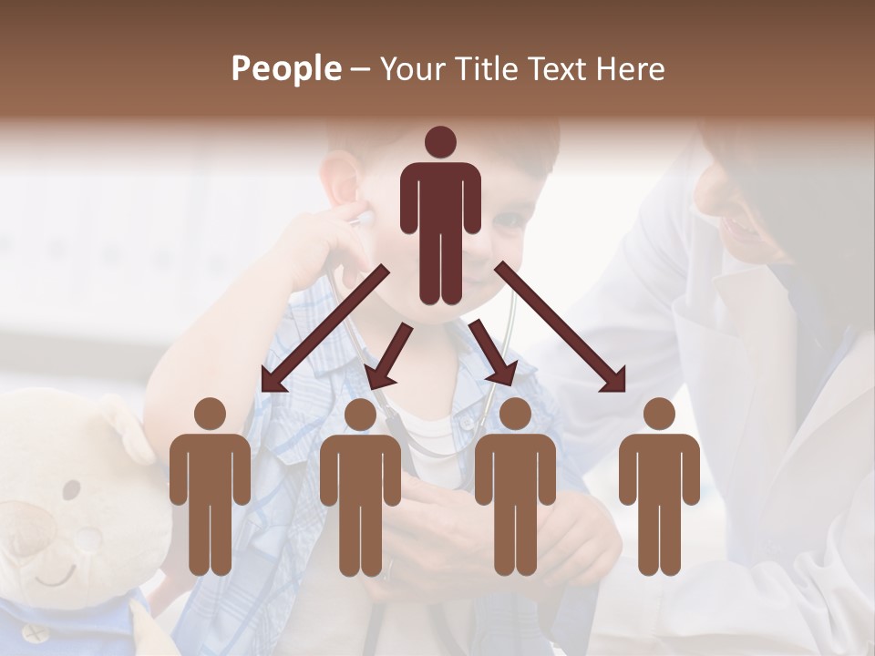 Senior Female Doctor Examining Happy Child, Smiling. PowerPoint Template