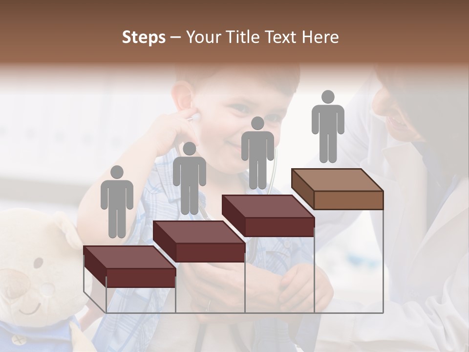 Senior Female Doctor Examining Happy Child, Smiling. PowerPoint Template