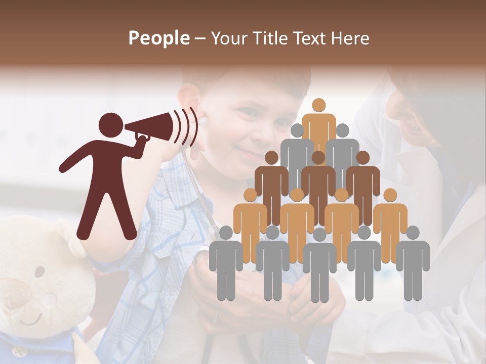 Senior Female Doctor Examining Happy Child, Smiling. PowerPoint Template