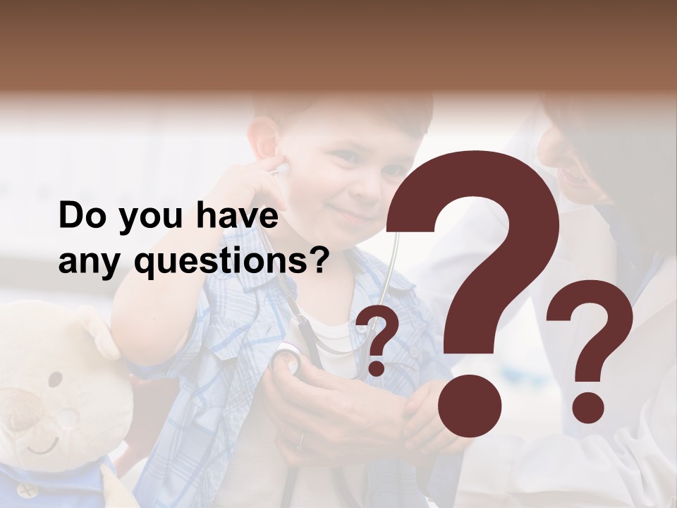 Senior Female Doctor Examining Happy Child, Smiling. PowerPoint Template